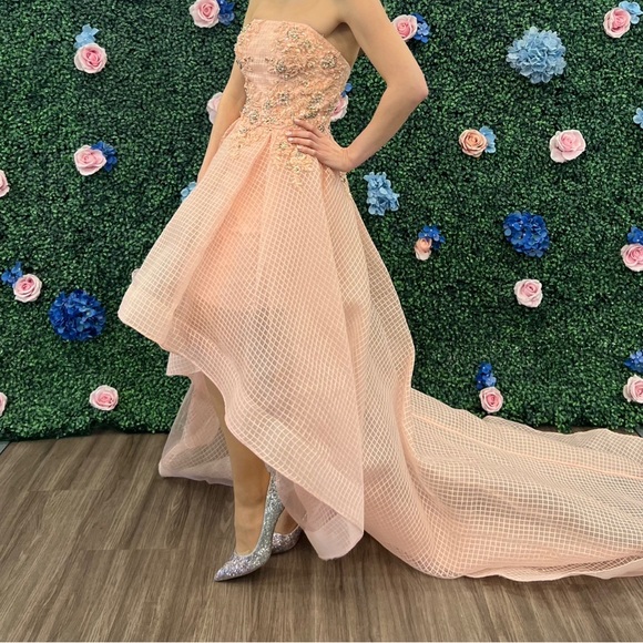 not sherri hill!!! gorgeous soft pink high low dress - Picture 2 of 4